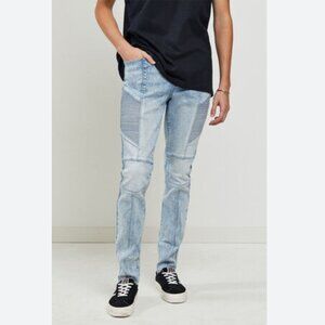 Pacsun Slim Straight Stretch Moto Stacked Skinny Distressed Blue Jeans 32x32